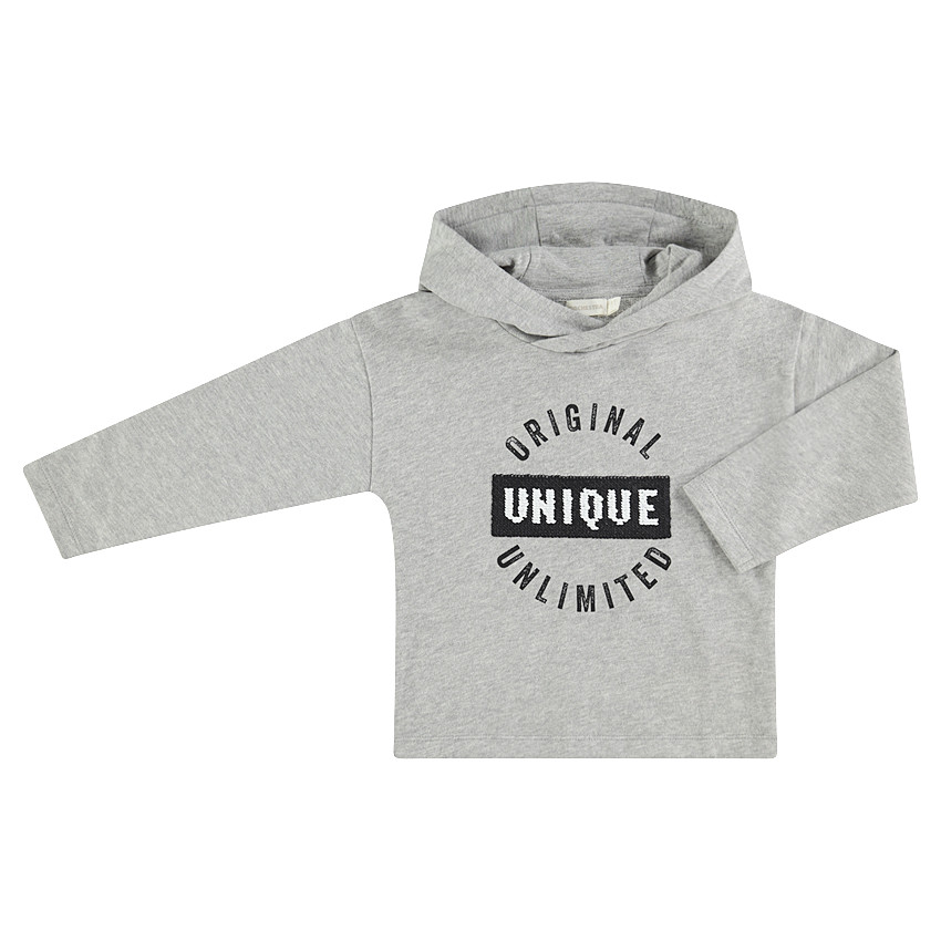 Camiseta de manga larga con capucha y texto estampado con lentejuelas mágicas 