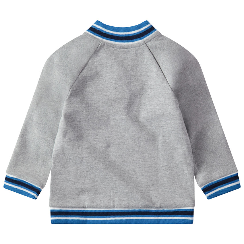 Chaqueta de felpa con parche de monstruo y acabados de rayas  Additional Chaqueta de felpa con parche de monstruo y acabados de rayas