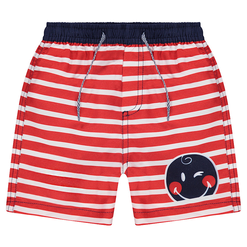 Bóxer de baño con rayas all over y ©Smiley estampado 