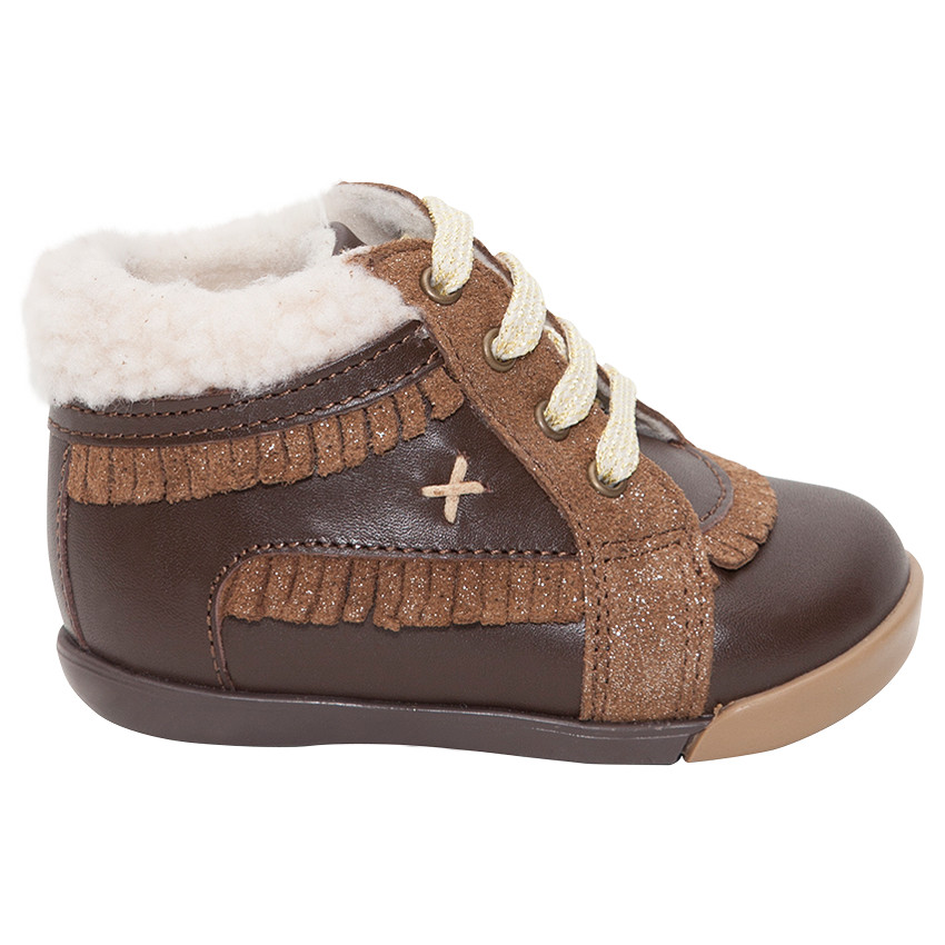 Botines de cuero forrados con flecos brillantes   Additional Botines de cuero forrados con flecos brillantes