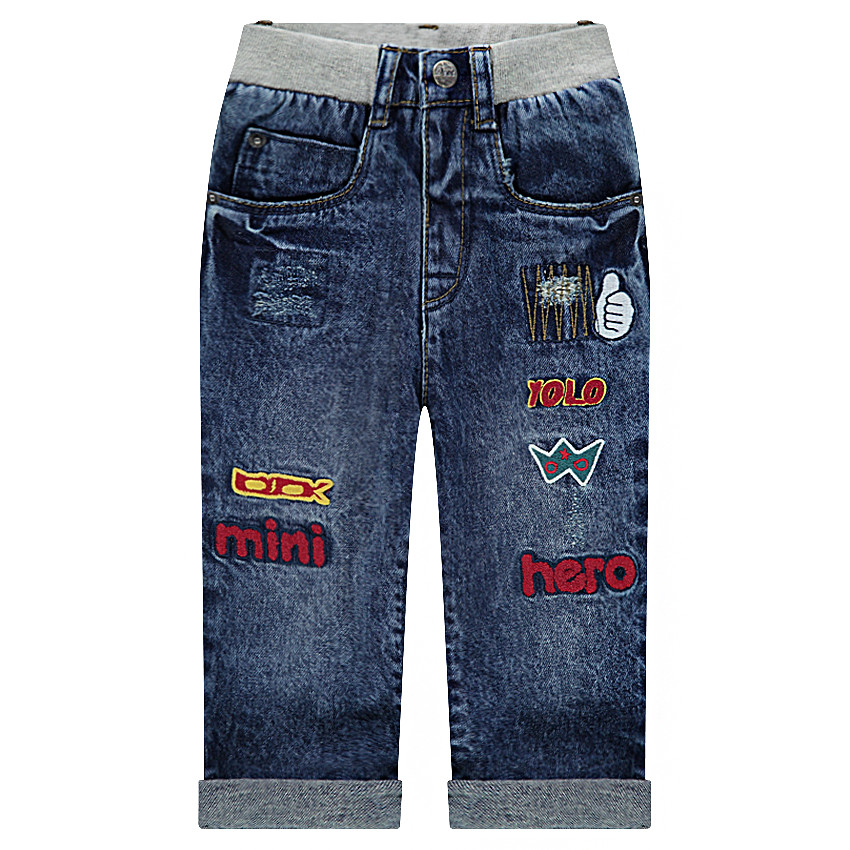 Vaqueros efecto nieve con parches y cintura elástica 