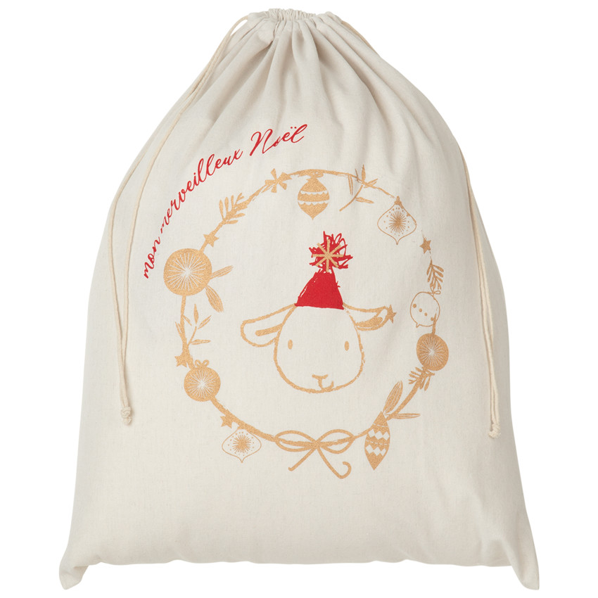 Pochon esprit Noël en coton recyclé 