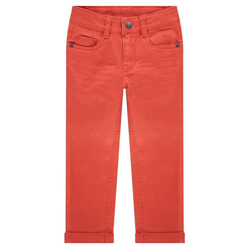 Pantalón con efecto arrugado y bolsillos con inscripción de relieve 