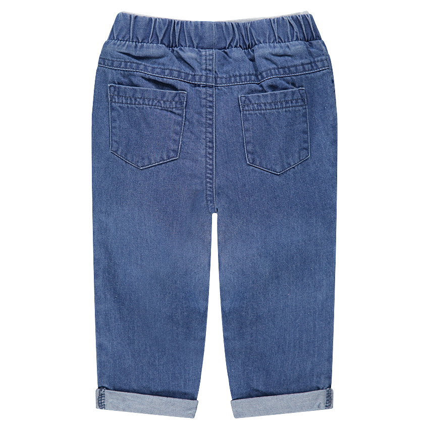 Pantalón de cambray con parche de osito 