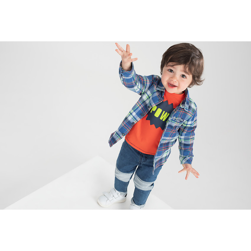 Camiseta de manga larga con efecto 2 en 1, rayas y estampado 