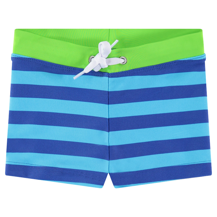Boxer de baño de rayas con cintura que contrasta 
