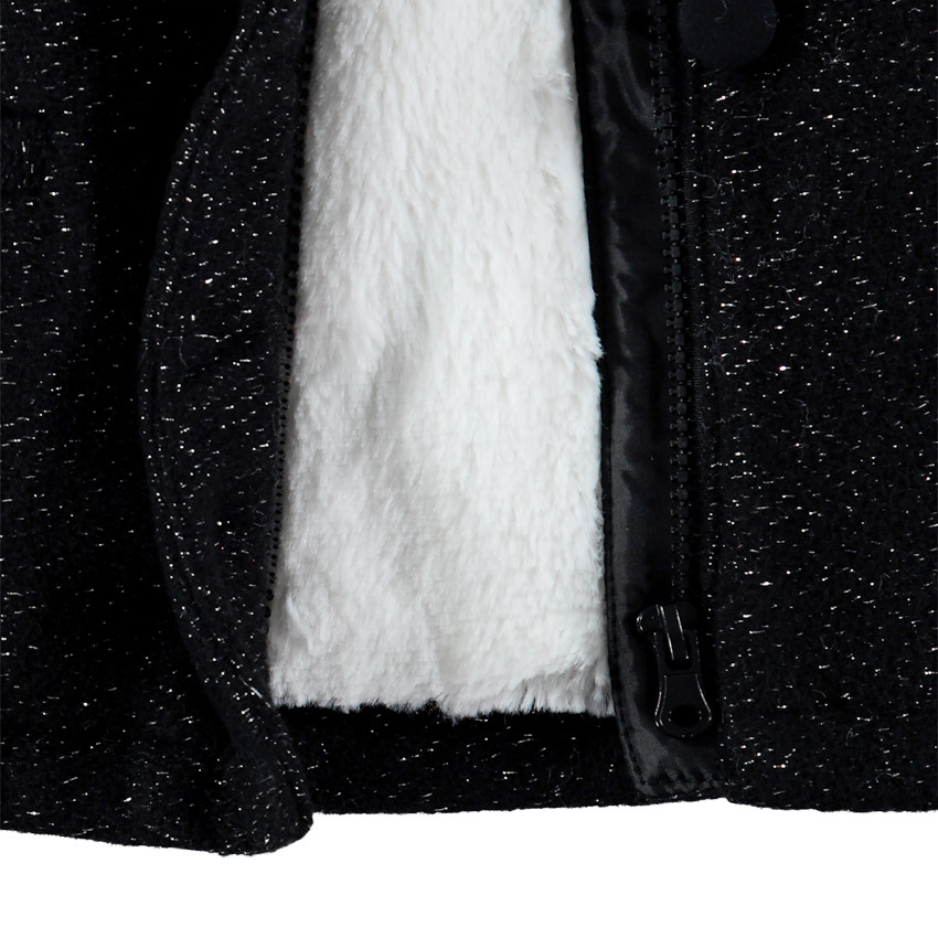 Manteau à capuche en drap de laine doublé sherpa pour enfant fille 