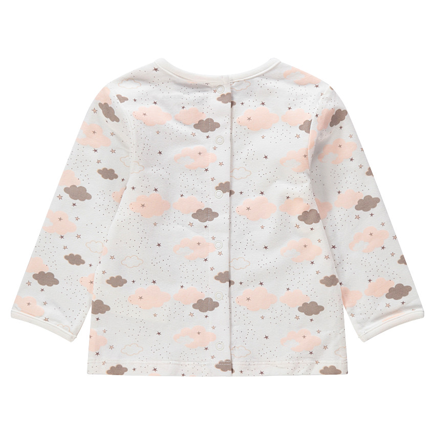 Camiseta de manga larga de punto con estampado de nubes all-over 