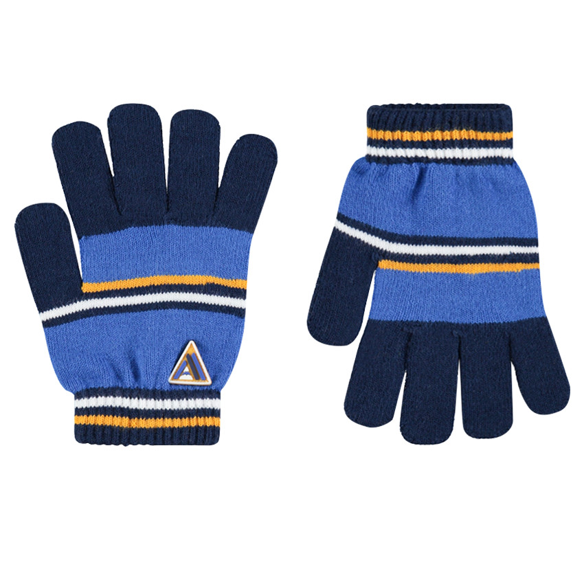 Guantes de punto con rayas que contrastan y parche de goma 