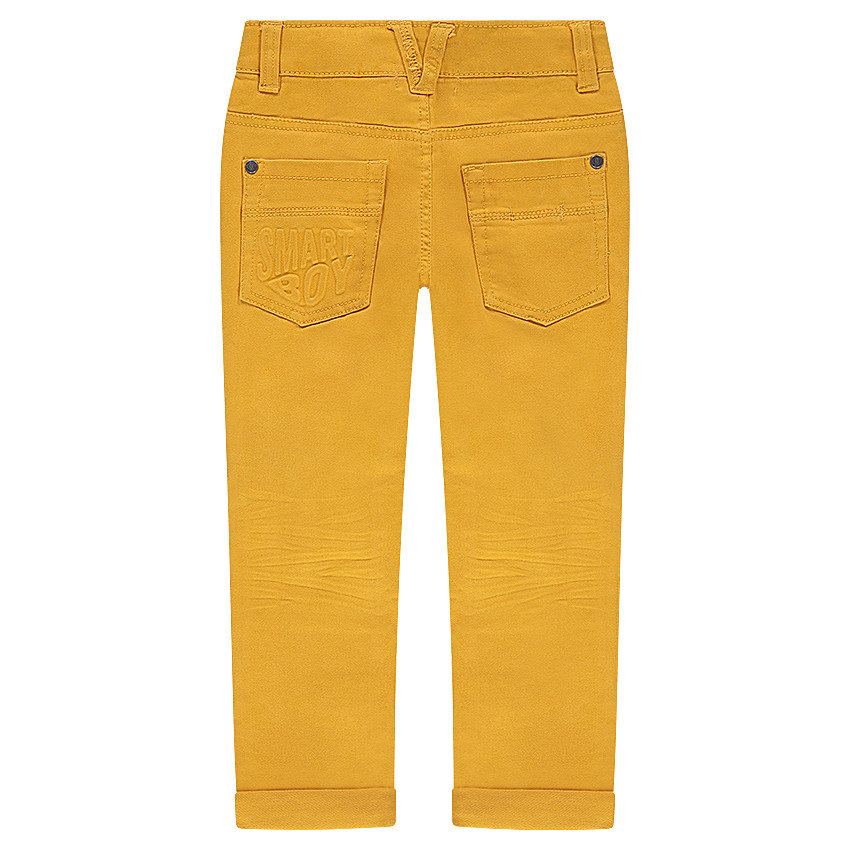 Pantalón con efecto arrugado y bolsillos con inscripción de relieve 