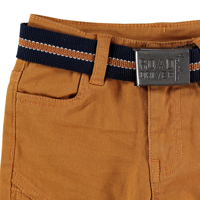 Pantalón de algodón teñido con efecto arrugado y cinturón desmontable 