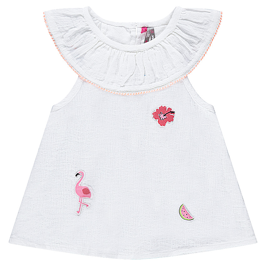 Top de tejido vaporoso de algodón con parches cosidos 