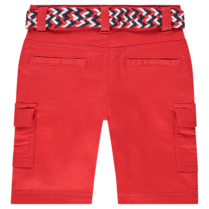 Bermudas rojas de algodón con cinturón trenzado desmontable 