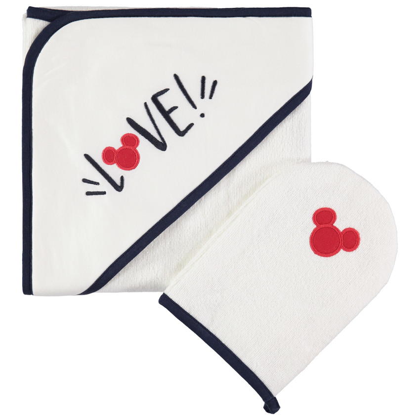 Set cape de bain et gant de toilette Mickey Disney 