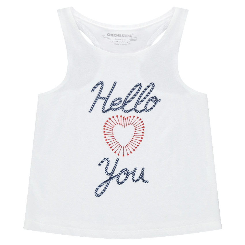 Camiseta de punto sin mangas con estampado de fantasía 