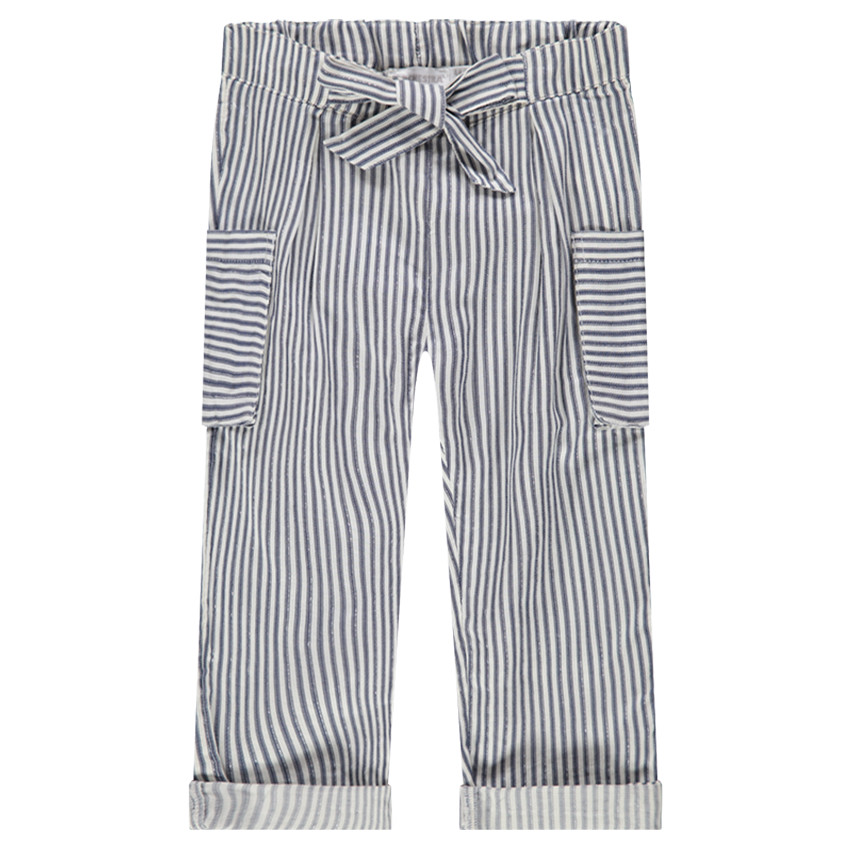 Pantalón recto de rayas all over y bolsillos 