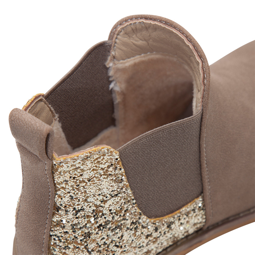 Botines efecto cuero con brillos 