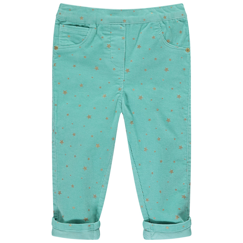 Pantalón de pana con estrellas doradas estampadas 
