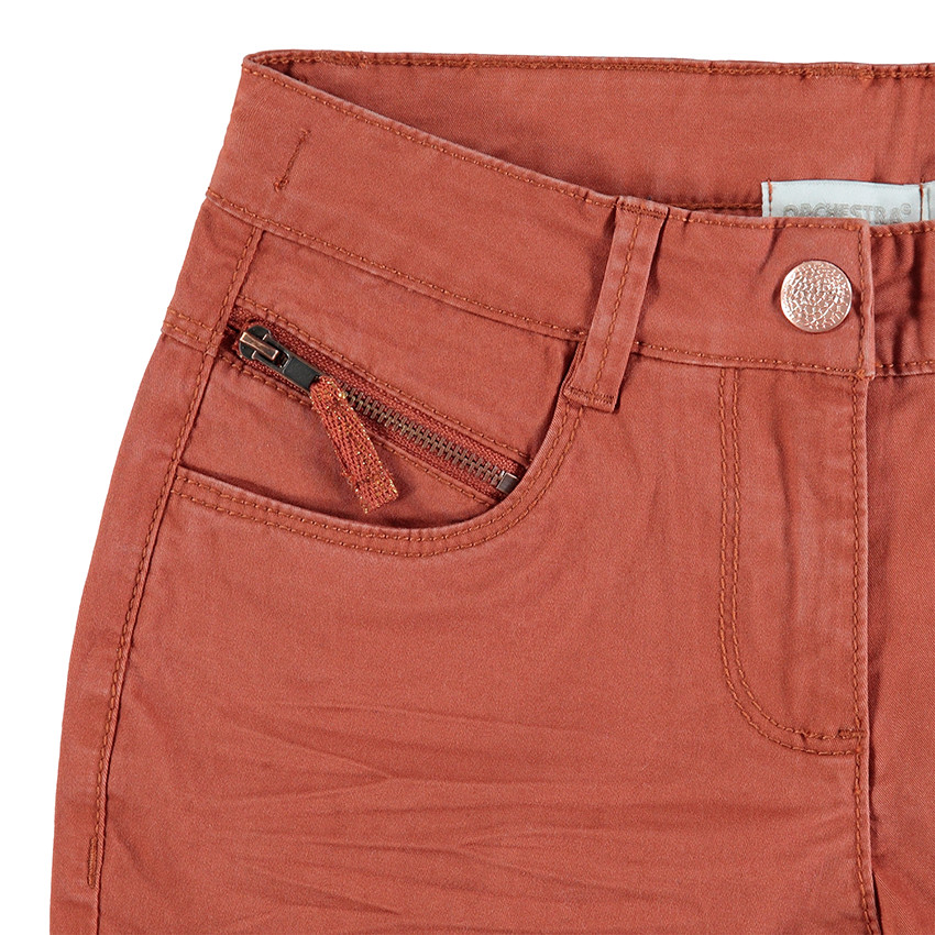 Júnior - Pantalón de algodón teñido con efecto arrugado y bolsillo con cremallera 