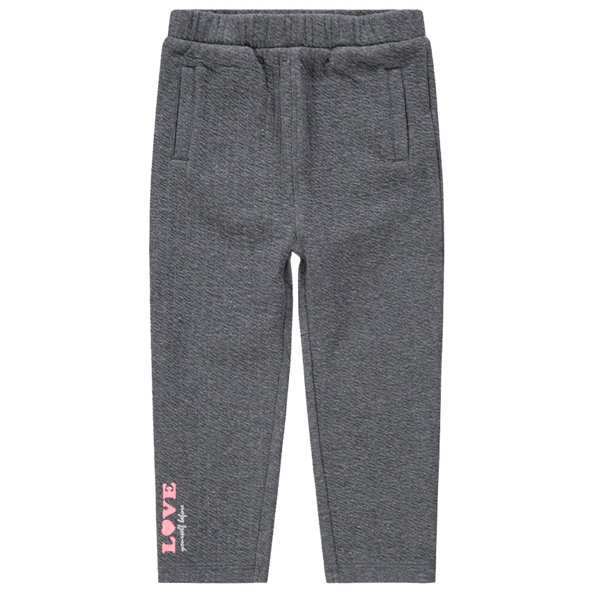 Pantalón de chándal de felpa jaspeada con inscripción estampada  Additional Pantalón de chándal de felpa jaspeada con inscripción estampada