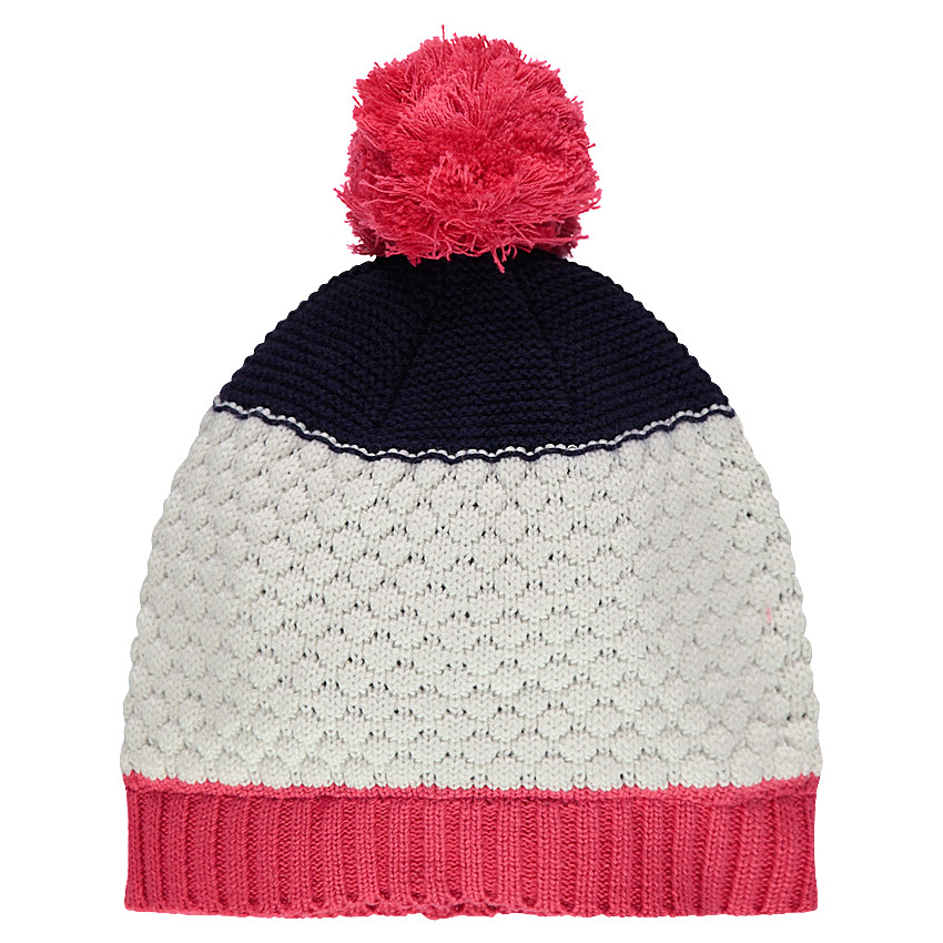 Gorro de punto con pompón rosa 