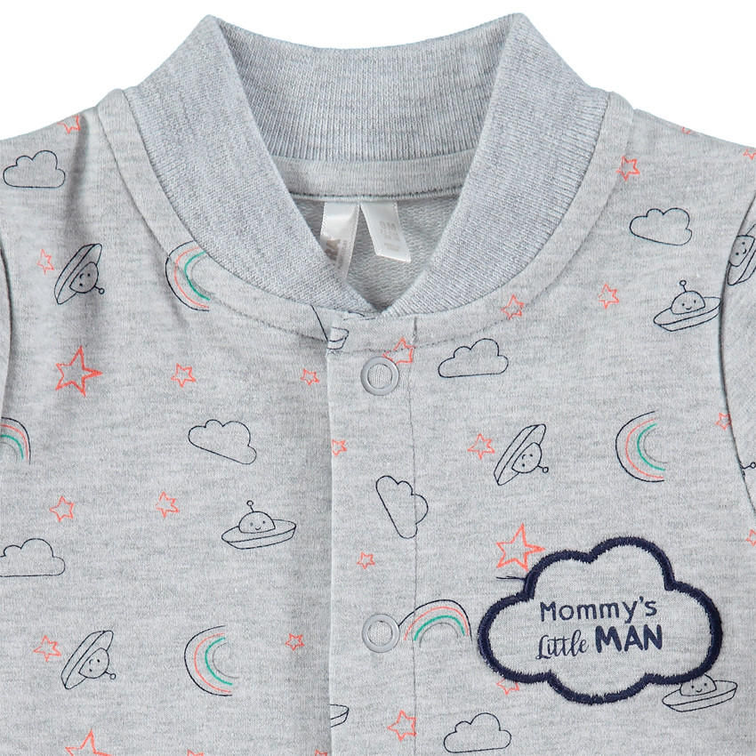 Mono de algodón con estampado de fantasía all over y nube bordada  Additional Mono de algodón con estampado de fantasía all over y nube bordada