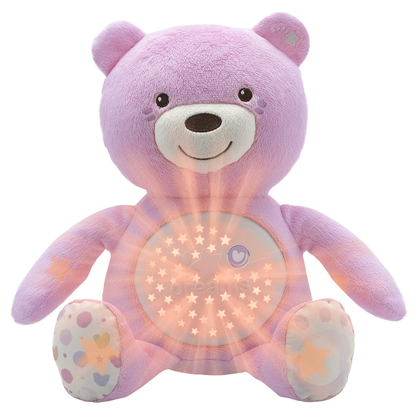 Ourson projecteur First Dreams Baby Bear - Rose 