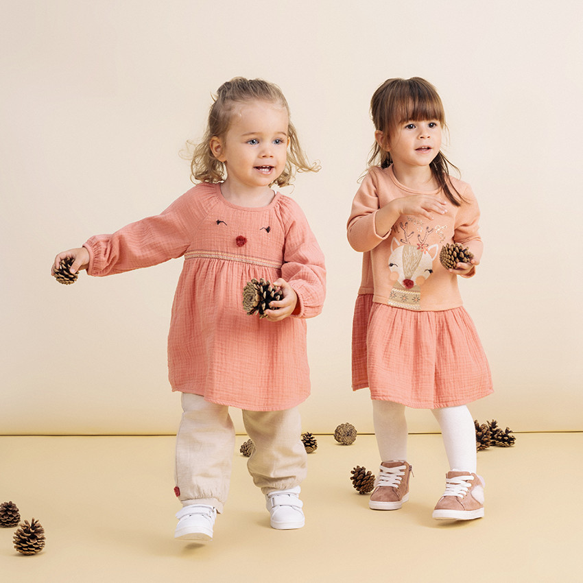 Robe effet 2 en 1 à animaux printés et broderies 