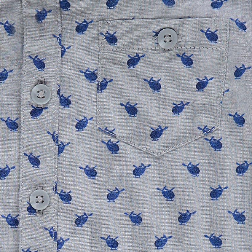 Camisa de manga larga de algodón con helicópteros estampados all-over 