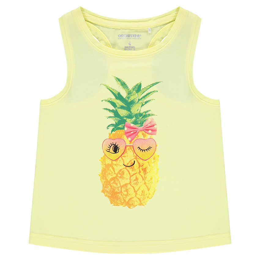 Camiseta de algodón sin mangas con estampado de fantasía por delante  Additional Camiseta de algodón sin mangas con estampado de fantasía por delante