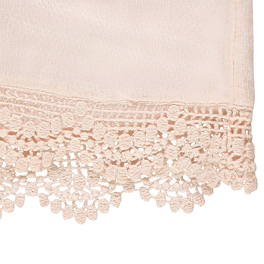 Top sin mangas de viscosa con flamenco rosa y base de encaje  