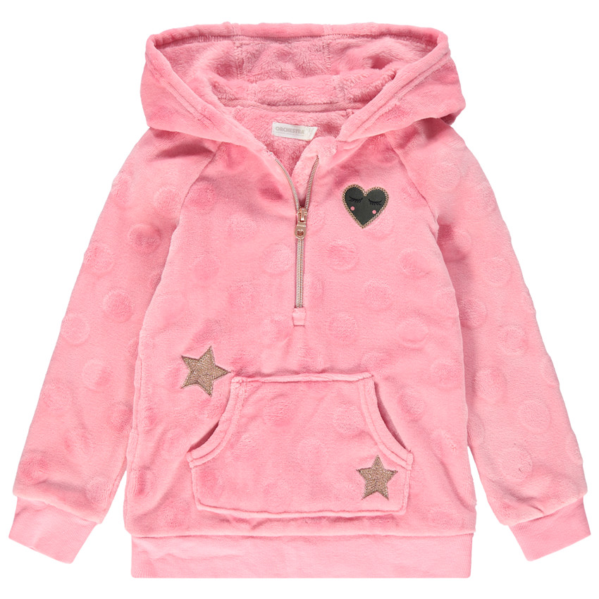 Sudadera con capucha de borreguillo con dibujos de lentejuelas y cuello con cremallera  Additional Sudadera con capucha de borreguillo con dibujos de lentejuelas y cuello con cremallera