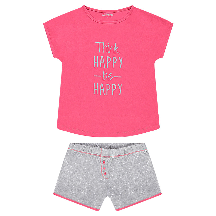 Júnior - Pijama de punto con mensaje estampado y pantalón de lunares all over  Additional Júnior - Pijama de punto con mensaje estampado y pantalón de lunares all over
