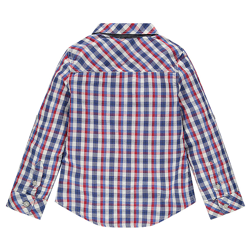 Camisa de manga larga de cuadros con 2 bolsillos 