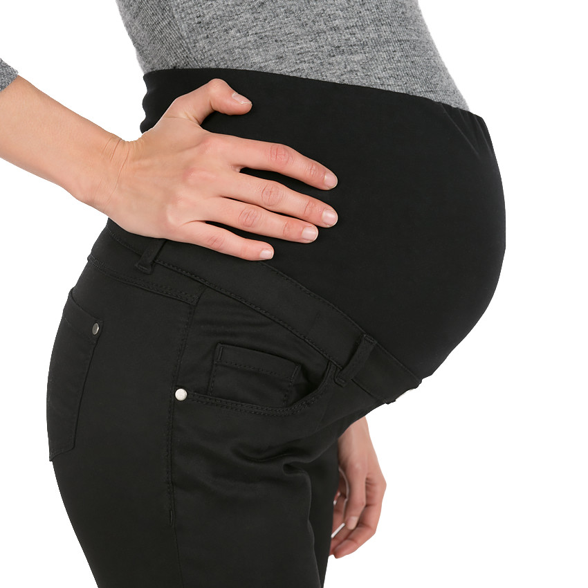 Pantalón de embarazo de sarga con banda alta 