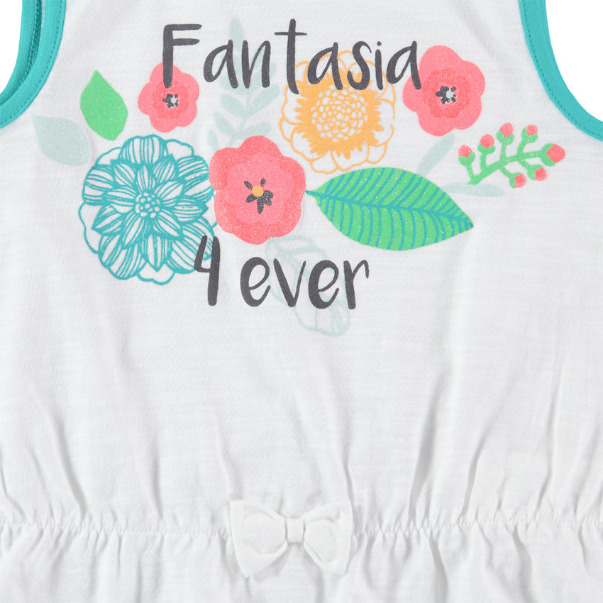 Camiseta de punto slub con flores brillantes estampadas 