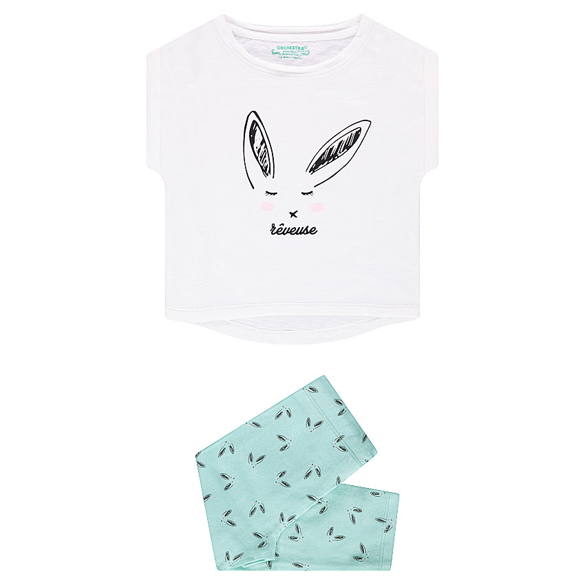 Pijama de punto con camiseta con forma cuadrada y pantalón estampado  Additional Pijama de punto con camiseta con forma cuadrada y pantalón estampado