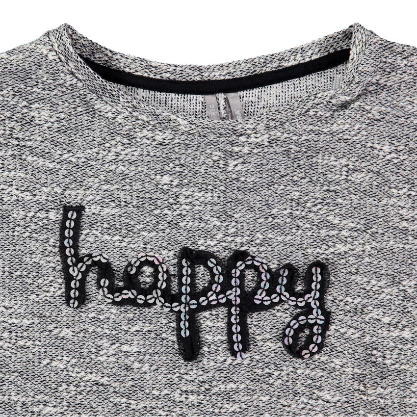 Júnior - Sudadera de felpa jaspeada con inscripción de lentejuelas  Additional Júnior - Sudadera de felpa jaspeada con inscripción de lentejuelas