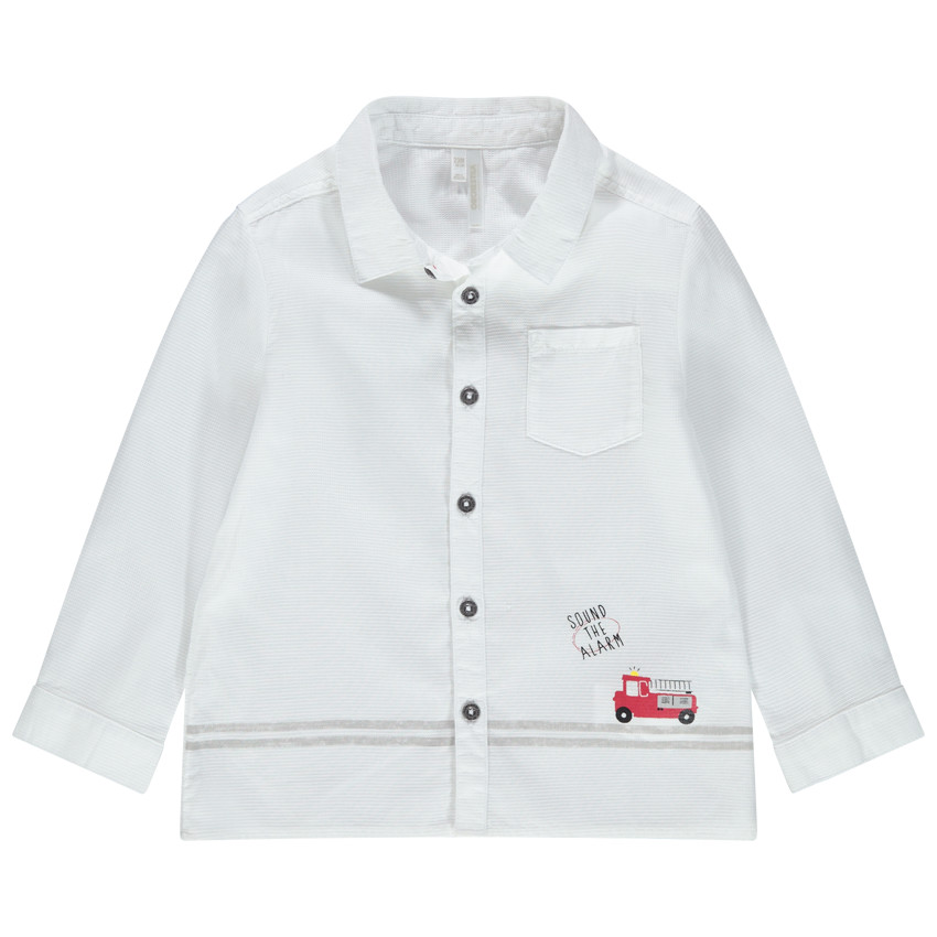 Camisa mangas largas en maille fantasia print camion de bombero 