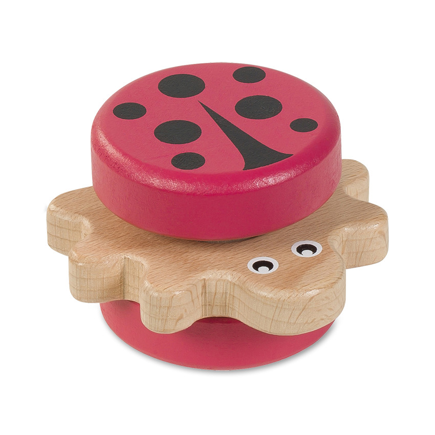 Sonajero madera Mariquita - Rosa 