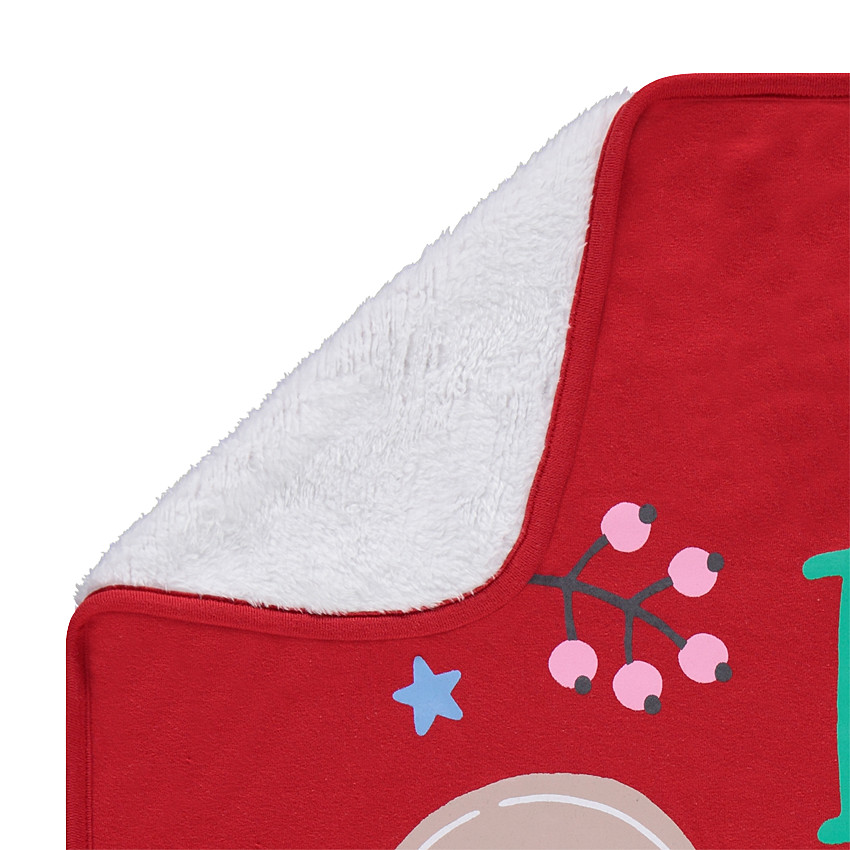 Manta de punto y borreguillo con personajes de navidad estampados 