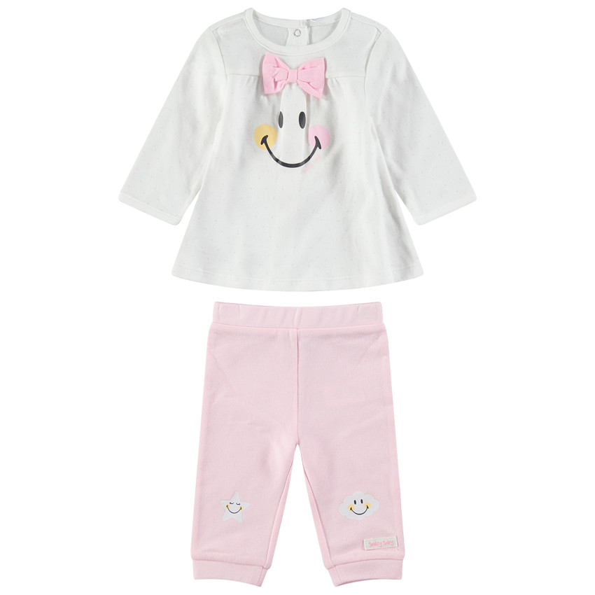 Conjunto de túnica con estampado de ©Smiley y leggings rosas 