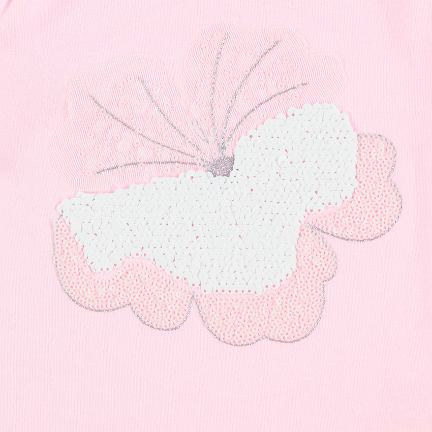 Camiseta de manga larga de punto con flor de lentejuelas brillantes 