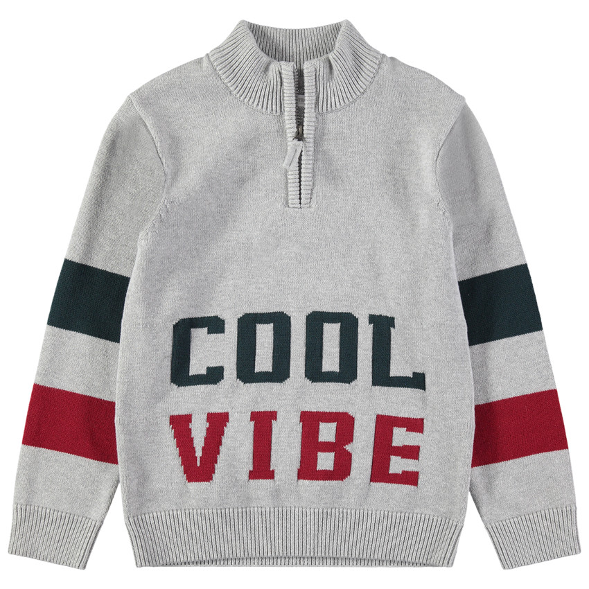 Júnior - Jersey de punto con inscripciones de jacquard y cuello con cremallera 