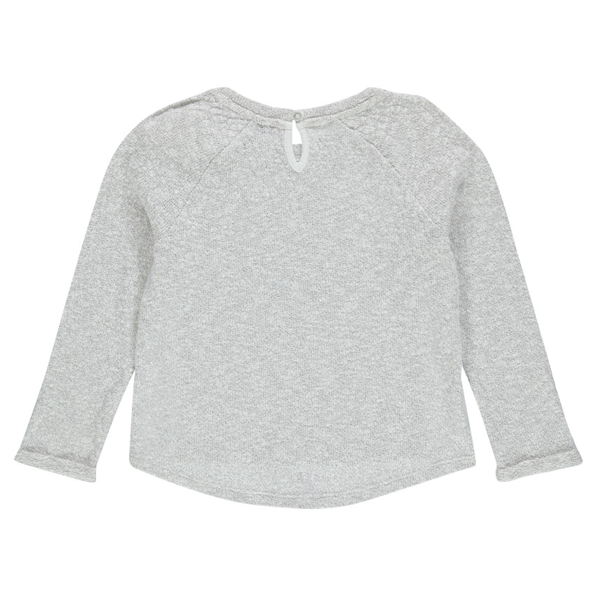 Sudadera en dos materiales con mariposa bordada 