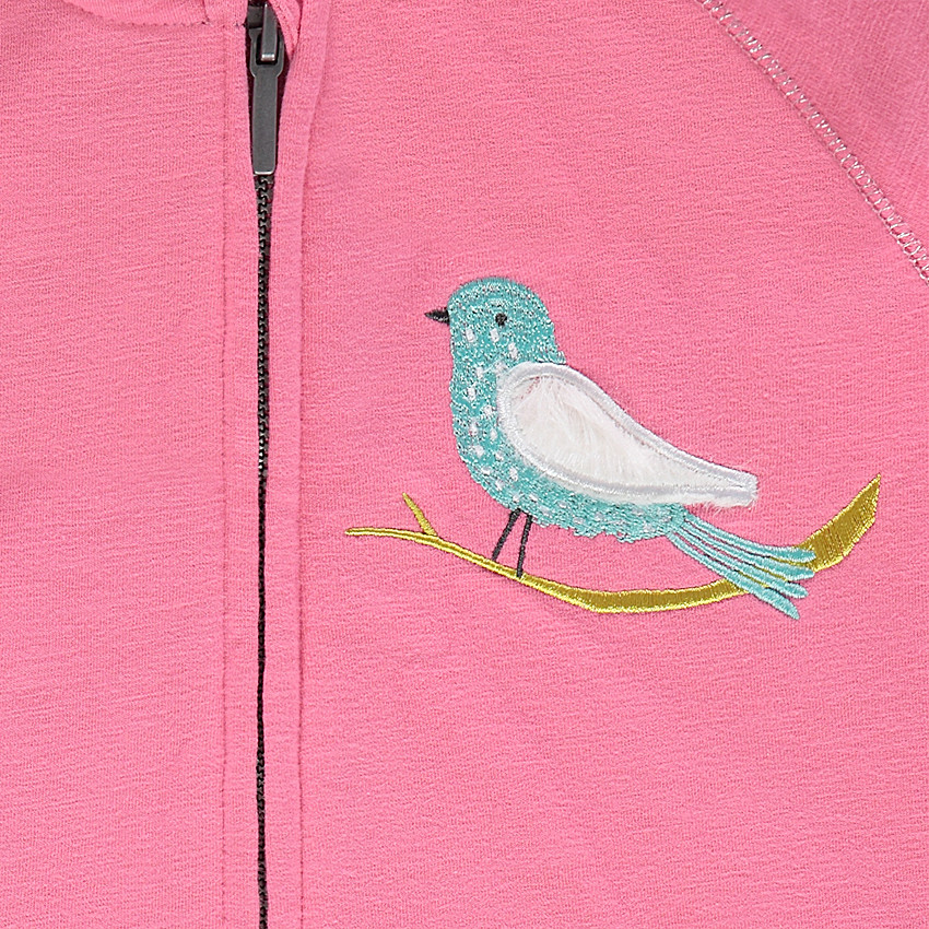 Chaqueta con capucha de felpa con bordados y lentejuelas 