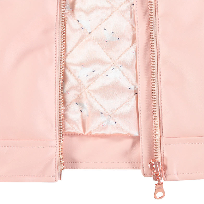 Chaqueta de piel sintética estilo motero con forro de satén estampado  Additional Chaqueta de piel sintética estilo motero con forro de satén estampado