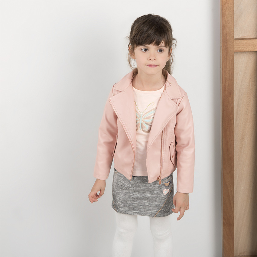 Falda de muletón con cintura elástica y parche de mariposa 