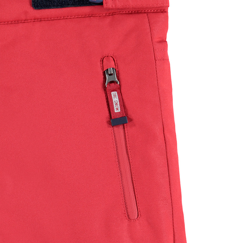 Pantalón de esquí rojo impermeable con tirantes desmontables 