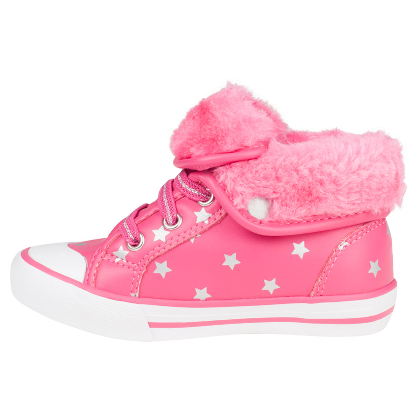 Zapatillas de deporte de caña alta con sujeción mediante elástico con estampado con estrellas con pliegue de tela sherpa 